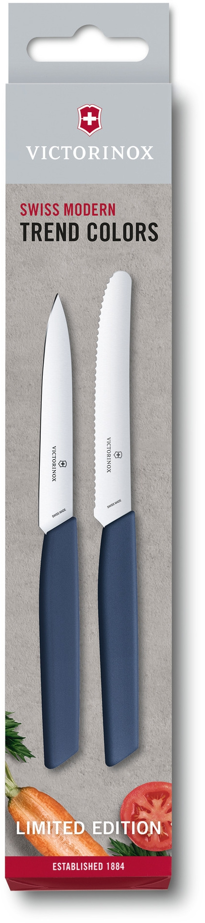 Набор ножей кухон. Victorinox Swiss Modern Marine LE 2022 (6.9096.2L3) компл.:2предм. синий карт.коробка