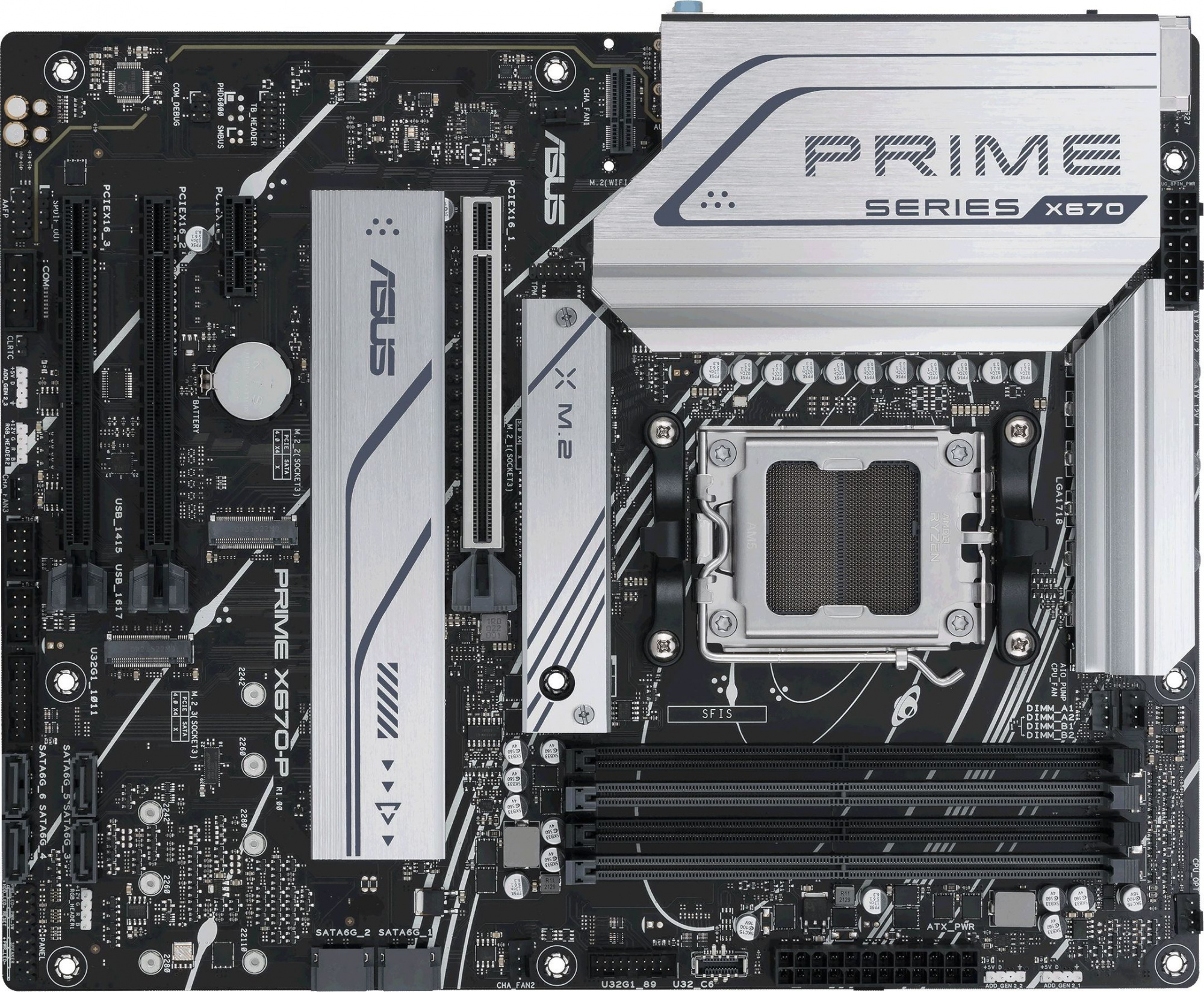 Материнская плата Asus PRIME X670-P SocketAM5 AMD X670 4xDDR5 ATX AC`97 8ch(7.1) 2.5Gg RAID+HDMI+DP