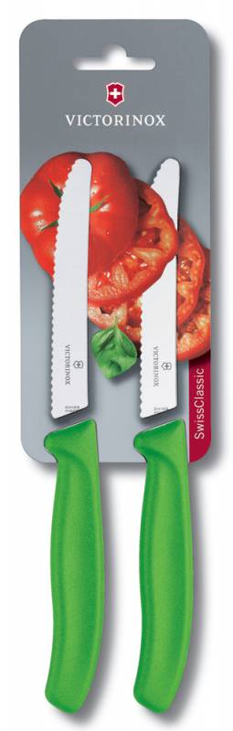 Набор ножей кухон. Victorinox Tomato and Table Knife Set (6.7836.L114B) компл.:2шт салатовый блистер