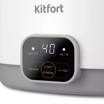 Йогуртница Kitfort КТ-6080 15Вт 1б. 1000мл упр.:электрон. белый/серый - купить недорого с доставкой в интернет-магазине