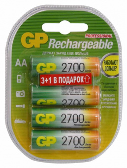 Аккумулятор GP 270AAHC3/1 AA NiMH 2700mAh (промо:3+1) (4шт) - купить недорого с доставкой в интернет-магазине