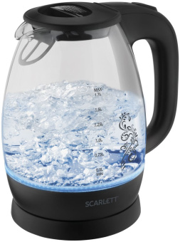 Чайник электрический Scarlett SC-EK27G34 1.7л. 2200Вт черный (корпус: стекло) - купить недорого с доставкой в интернет-магазине