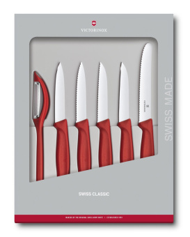 Набор ножей кухон. Victorinox Swiss Classic Paring (6.7111.6G) компл.:6предм. красный подар.коробка - купить недорого с доставкой в интернет-магазине