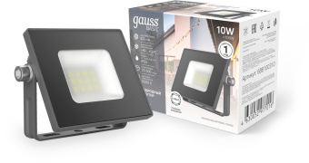 Прожектор уличный Gauss Qplus 688100310 светодиодный 10Втсерый - купить недорого с доставкой в интернет-магазине