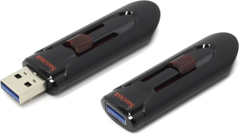 Флеш Диск Sandisk 128GB Cruzer Glide SDCZ600-128G-G35 USB3.0 черный/красный - купить недорого с доставкой в интернет-магазине