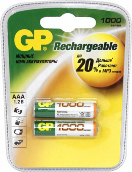 Аккумулятор GP 100AAAHC AAA NiMH 1000mAh (2шт) - купить недорого с доставкой в интернет-магазине