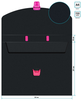 Портфель Бюрократ Black Opal BLPP01PINK 1 отдел. A4 пластик 0.7мм черный/розовый - купить недорого с доставкой в интернет-магазине