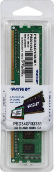 Память DDR3 4Gb 1333MHz Patriot PSD34G133381 RTL PC3-10600 CL9 DIMM 240-pin 1.5В single rank - купить недорого с доставкой в интернет-магазине
