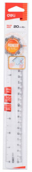 Линейка Deli Pioneer EG00212 пластик дл.20см прозрачный градуировка УФ чернила европодвес - купить недорого с доставкой в интернет-магазине