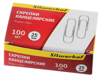 Скрепки Silwerhof 491028 металл оцинкованные 25мм (упак.:100шт) картонная коробка - купить недорого с доставкой в интернет-магазине