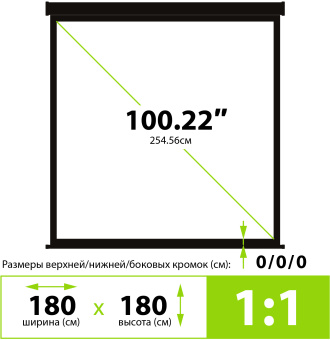 Экран Cactus 180x180см Triscreen CS-PST-180x180 1:1 напольный рулонный черный - купить недорого с доставкой в интернет-магазине