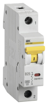 Выключатель автоматический IEK MVA31-1-025-B 25A тип B 6kA 1П 230/400В 1мод белый (упак.:1шт) - купить недорого с доставкой в интернет-магазине