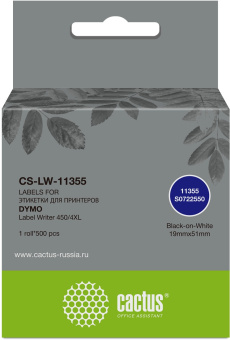 Этикетки Cactus CS-LW-11355 сег.:51x19мм черный белый 500шт/рул Dymo Label Writer 450/4XL - купить недорого с доставкой в интернет-магазине