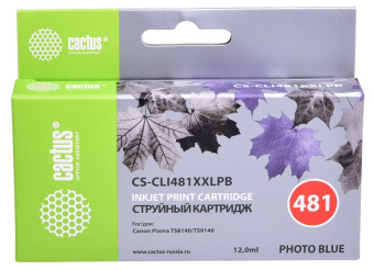 Картридж струйный Cactus CS-CLI481XXLPB фото голубой (12мл) для Canon Pixma TS8140/TS9140 - купить недорого с доставкой в интернет-магазине