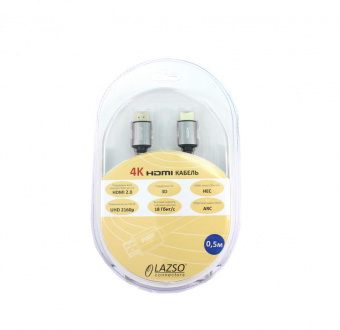 Кабель аудио-видео LAZSO WH-111-B HDMI (m)/HDMI (m) 0.5м. Позолоченные контакты черный (WH-111(0,5M)-B) - купить недорого с доставкой в интернет-магазине