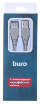 Кабель Buro BHP RET USB_AF18 USB A(m) USB A(f) 1.8м серый блистер - купить недорого с доставкой в интернет-магазине